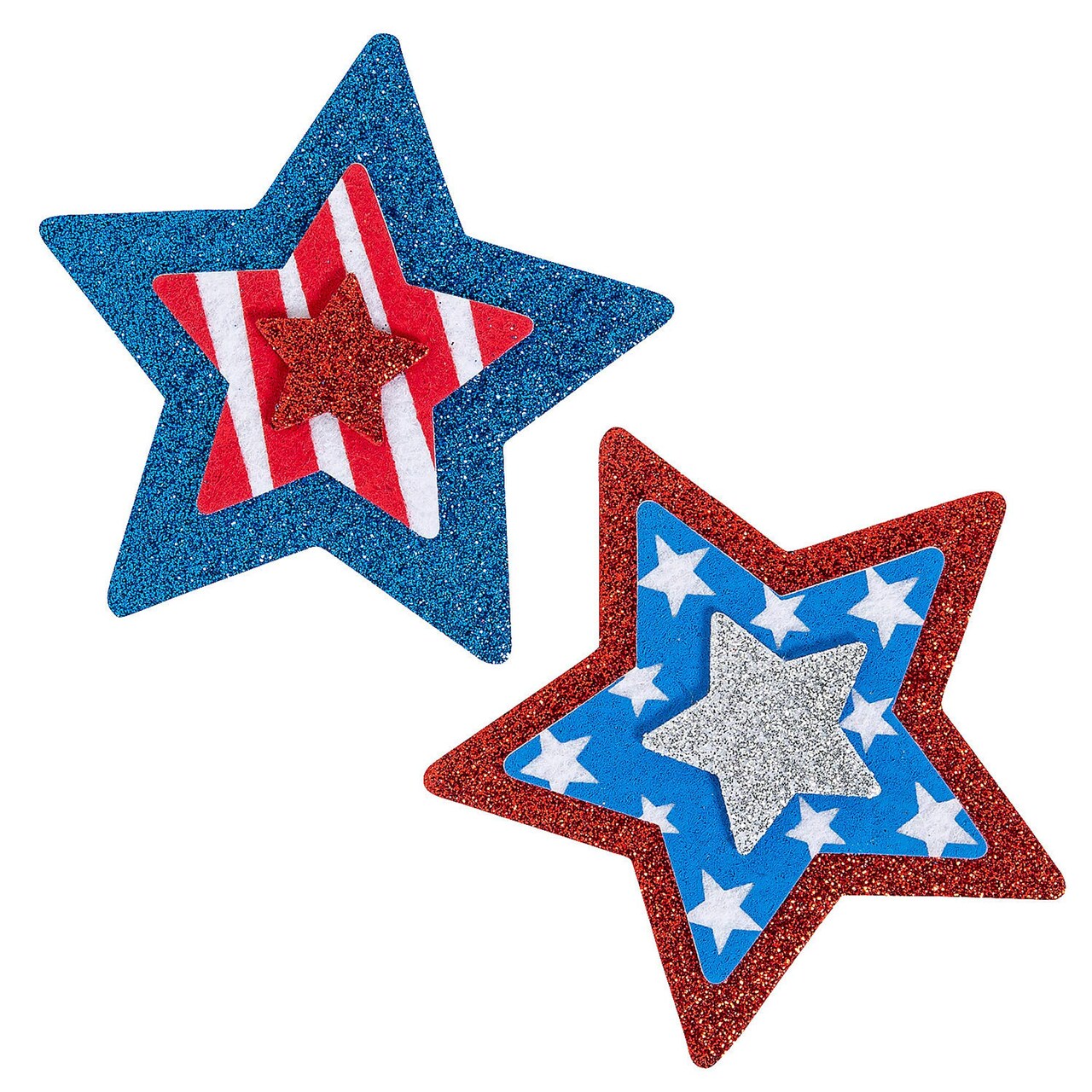 4th of July Felt Patterned Patriotic Star Magnet Craft Kit Makes 12